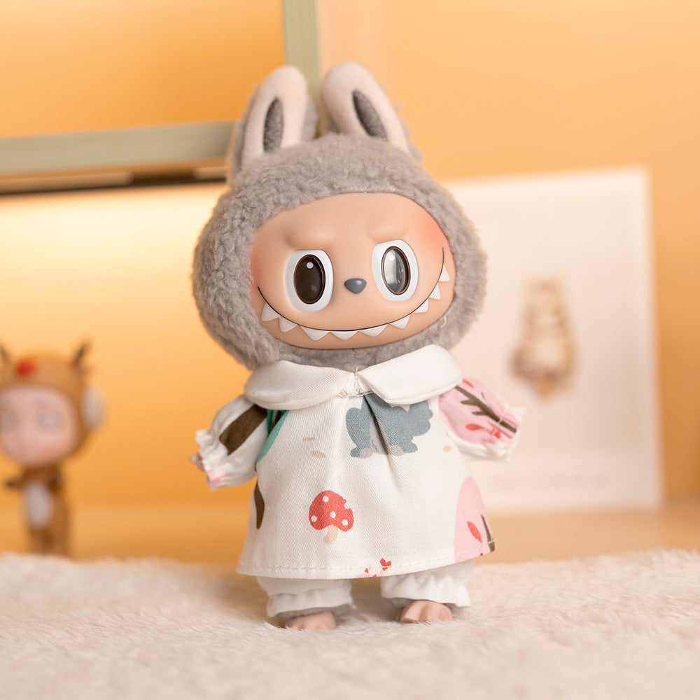 [Clothes only] 17cm pendant Labubu clothes Kindergarten two-piece keychain labubu doll clothes cute