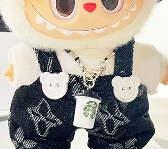 Clothes only] First and second generation Labubu clothes pendant Labubu sitting baby clothes four-leaf clover overalls set cute