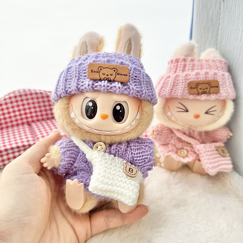 [Clothes only] First and second generation Labubu clothes pendant Labubu sitting party baby clothes wooden button sweater camera clothes