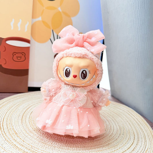 [Clothes only] First and second generation Labubu clothes pendant Labubu sitting baby clothes dream pink butterfly dress set cute