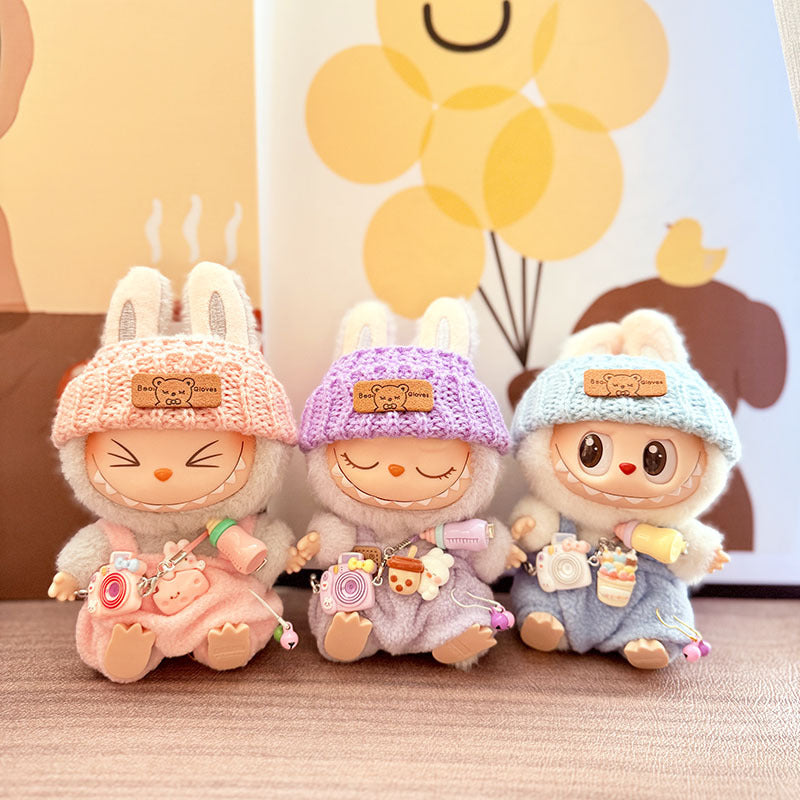 [Clothes only] One, two and three generations Labubu clothes pendant Labubu sitting baby clothes bottle overalls set cute