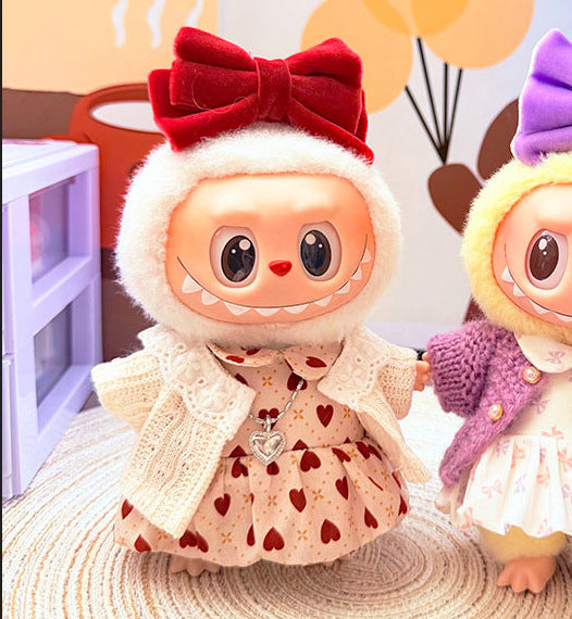 [Clothes only] One, two and three generations Labubu clothes pendant Labubu sitting baby clothes sweet heart dress