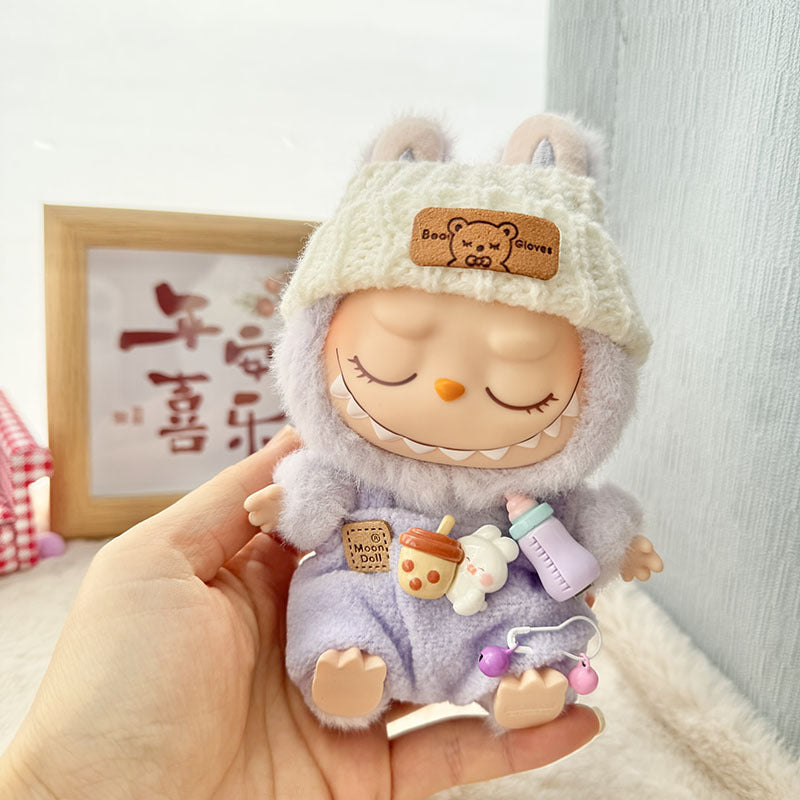 Clothes only] First and second generation Labubu clothes pendant Labubu sitting baby clothes love sweater bear earcap set