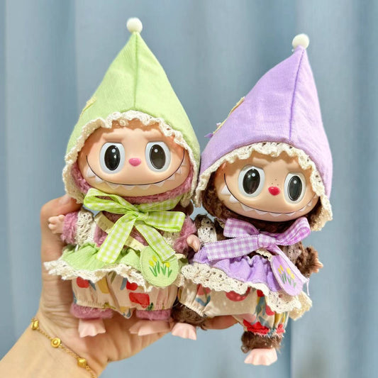 Clothes only] Baby clothes 17cm pendant blind box Labubu clothes Labubu doll for the little witch three-piece set