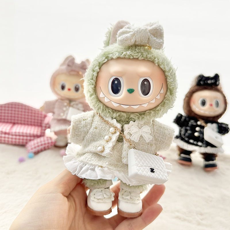 [Clothes only] First and second generation keychain Labubu clothes pendant Labubu baby clothes classic small fragrant skirt set