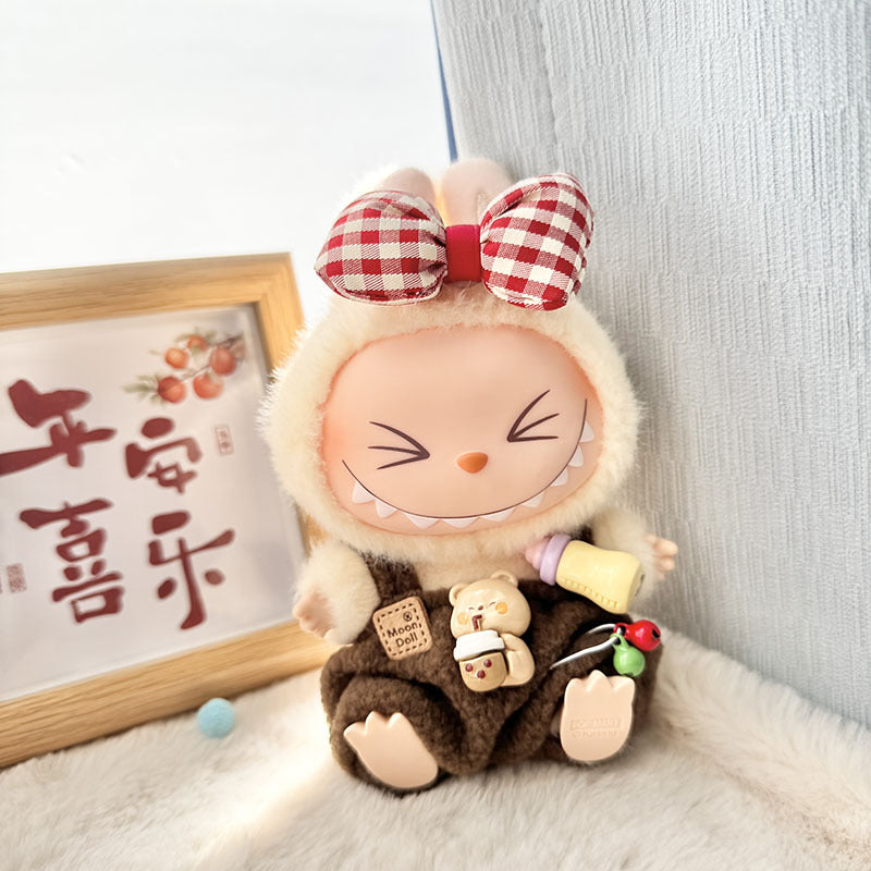 Clothes only] First and second generation Labubu clothes pendant Labubu sitting baby clothes love sweater bear earcap set