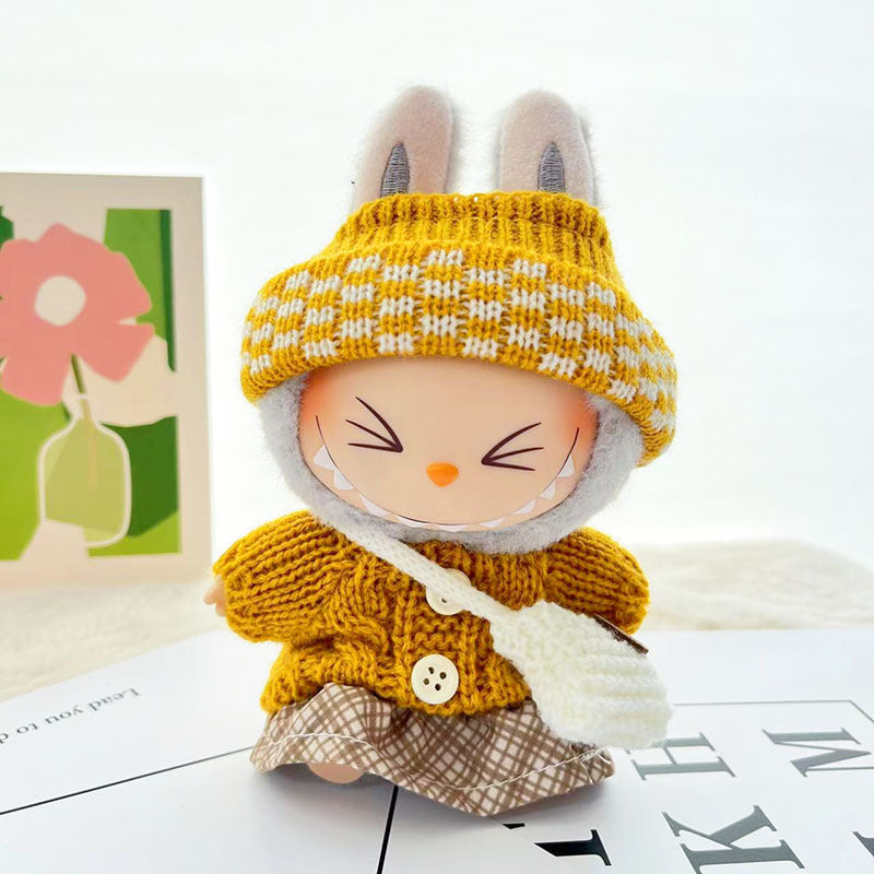 [Clothes only] One, two and three generations of keychains Labubu clothes pendant Labubu baby clothes knitted sweater hat set