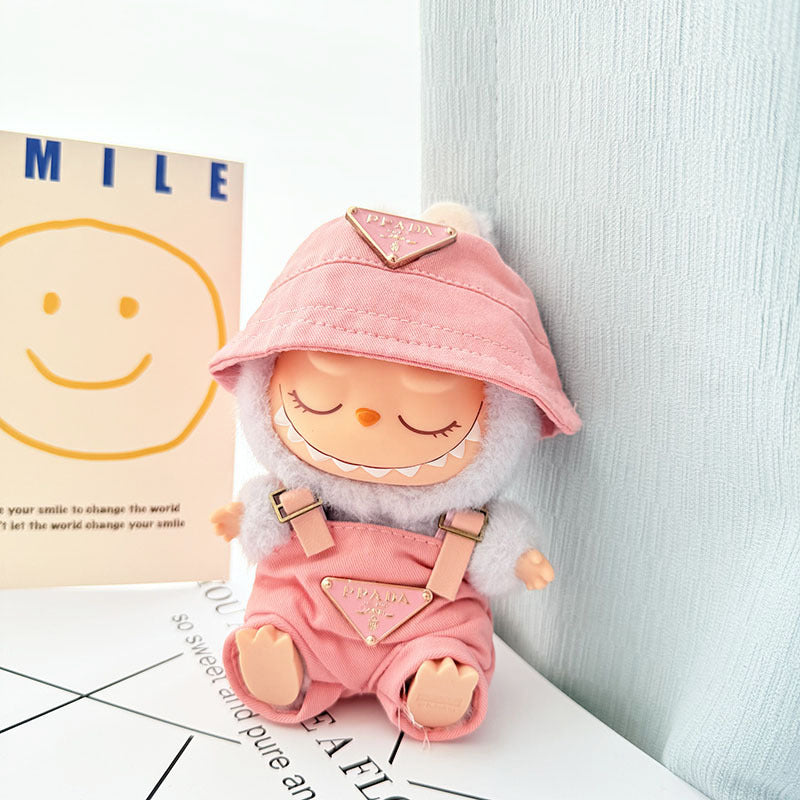 [Clothes only] First and second generation keychain Labubu clothes pendant Labubu baby clothes inverted triangle overalls pants hat powder