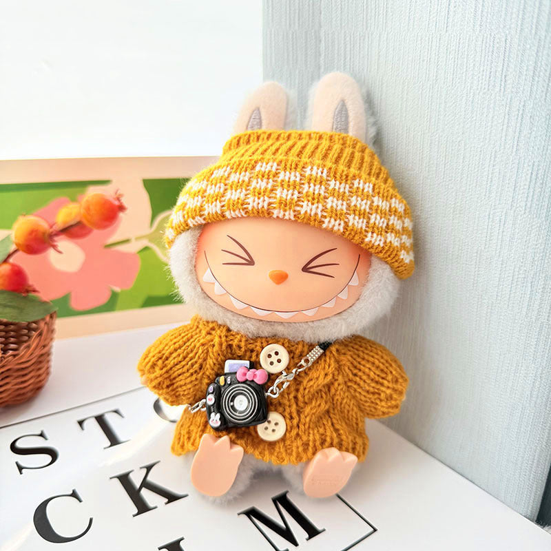 [Clothes only] One, two and three generations of keychains Labubu clothes pendant Labubu baby clothes knitted sweater hat set