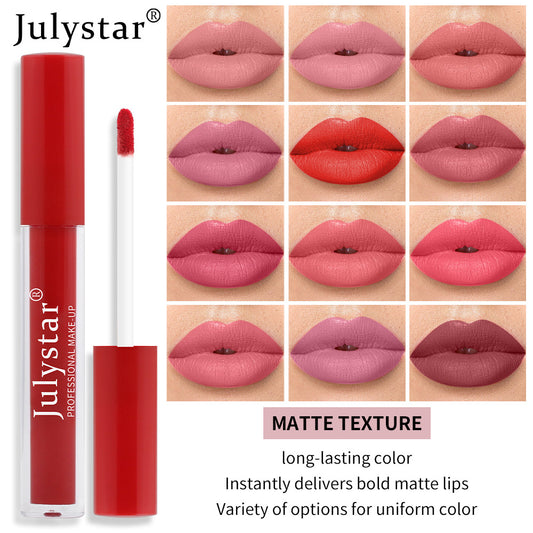 Cross-border makeup matte lipstick women's long-lasting non-fading non-stick cup nude matte fine tube lip glaze