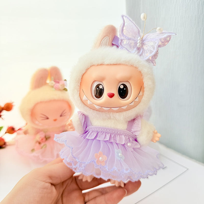 [Clothes only] First and second generation keychain Labubu clothes pendant Labubu baby clothes butterfly flower fairy gauze skirt