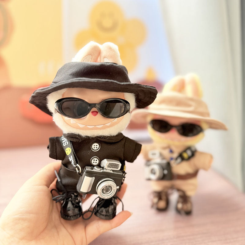 [Clothes only] 17cm labubu blind box pendant doll with camouflage jumpsuit