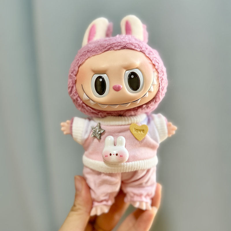[Clothes only] 17cm pendant, rabub clothes, star rabbit sweater set, keychain labubu doll clothes.