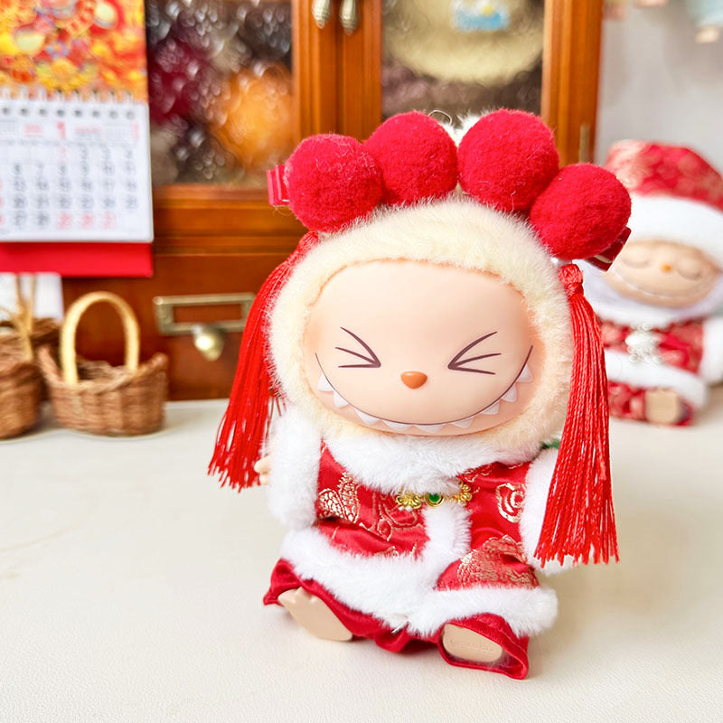[Clothes only] First and second generation keychain Labubu clothes pendant Labubu New Year's baby clothes bottle overalls pants