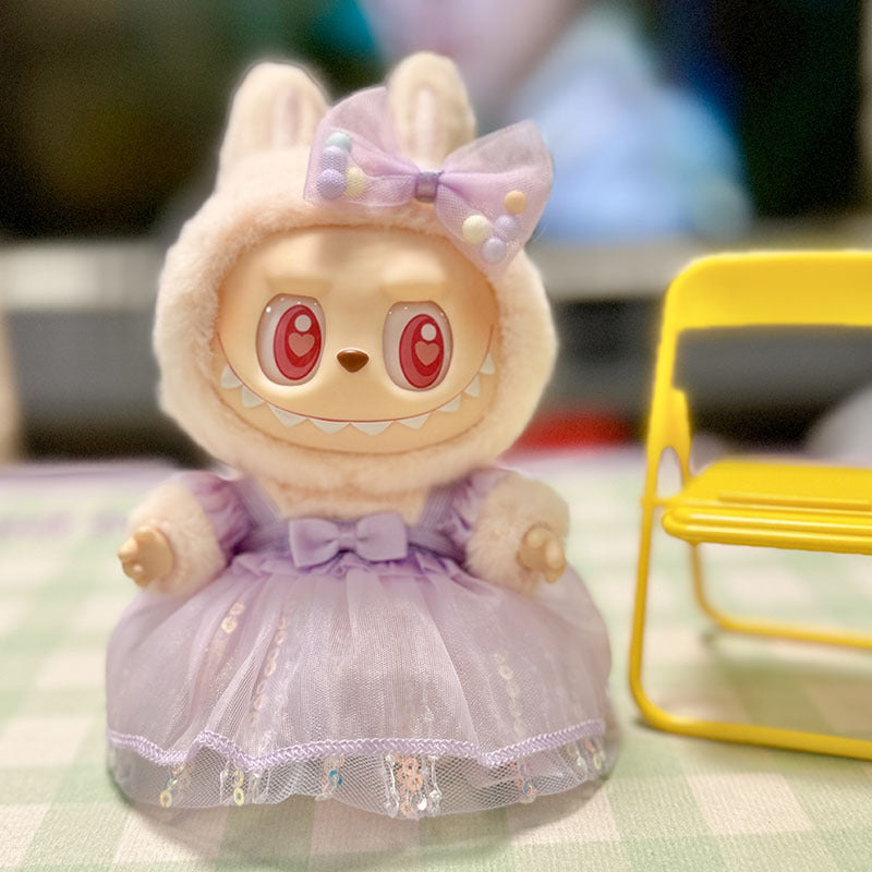 [Clothes only] First/second generation pendant Labubu clothes Rabub sitting party baby clothes colorful yarn sequined skirt cute