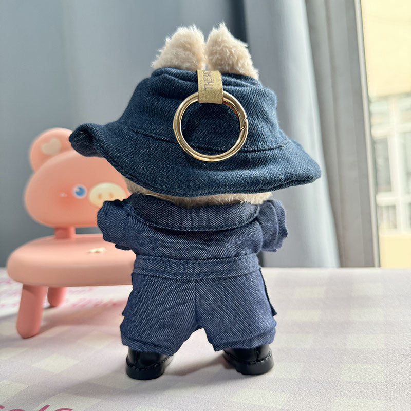 Clothes only] First-generation and second-generation blind box Labubu clothes keychain Labubu baby clothes denim tooling jumpsuit