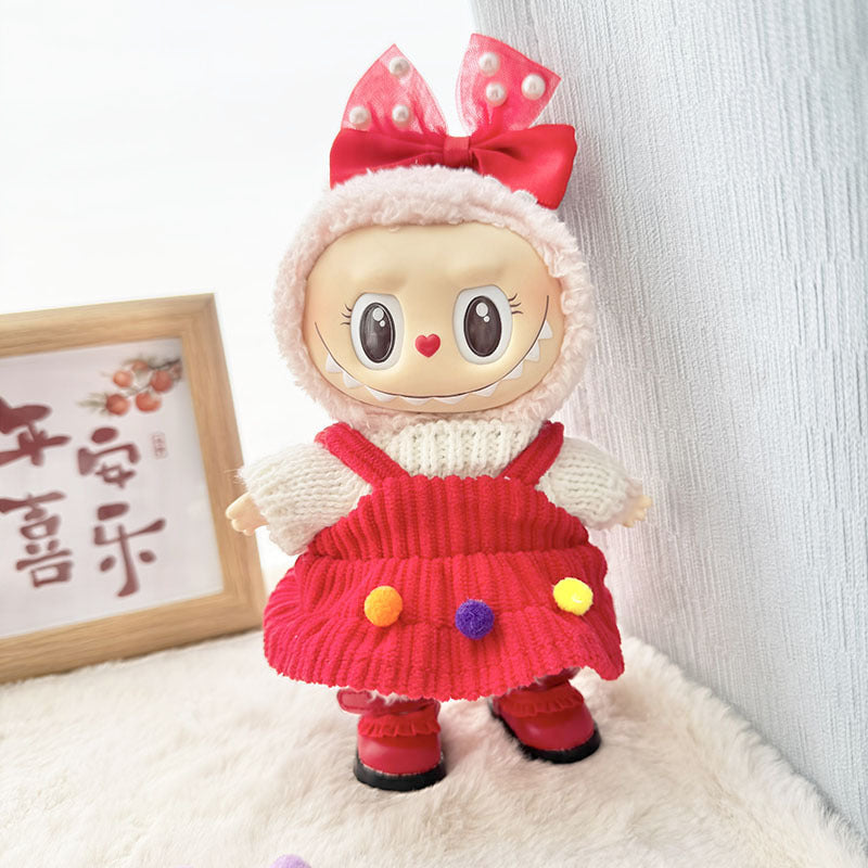 [Clothes only] First and second generation Labubu clothes pendant Labubu sitting baby clothes New Year sweater skirt set cute