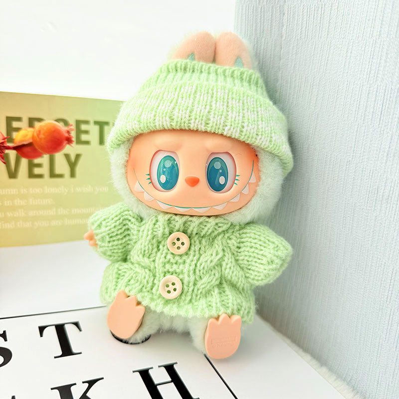 [Clothes only] One, two and three generations of keychains Labubu clothes pendant Labubu baby clothes knitted sweater hat set