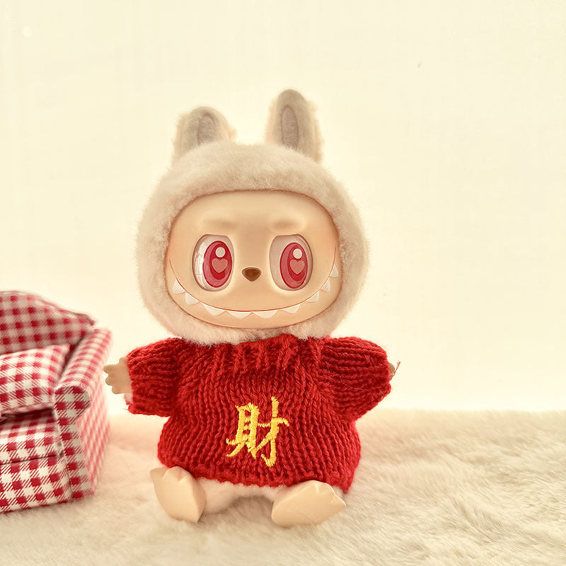 [Clothes only] First and second generation keychain Labubu clothes pendant Labubu sitting party New Year's wealth sweater