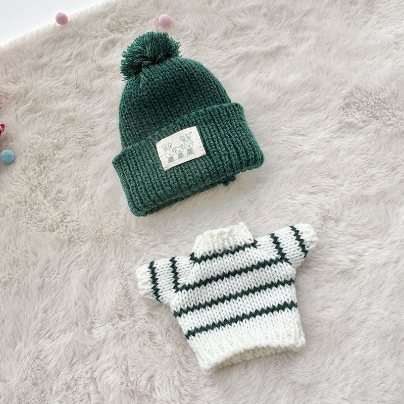 [Clothes only] First and second generation Labubu clothes pendant Labubu sitting baby clothes sweater green bunny hat set