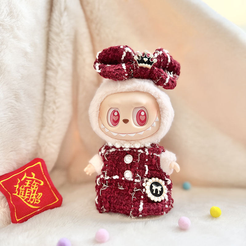 [Clothes only] First and second generation keychain Labubu clothes pendant Labubu sitting party New Year's red fragrance
