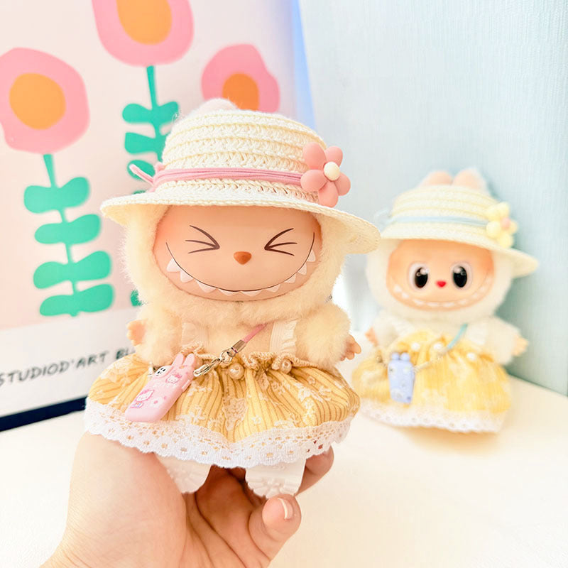 [Clothes only] First and second generation keychain Labubu clothes pendant Labubu baby clothes pastoral flower skirt cute