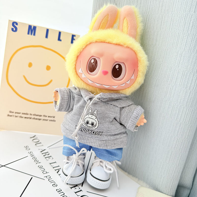 [Clothes only] First and second generation keychain Labubu clothes pendant Labubu baby clothes cloth head gray sweater set