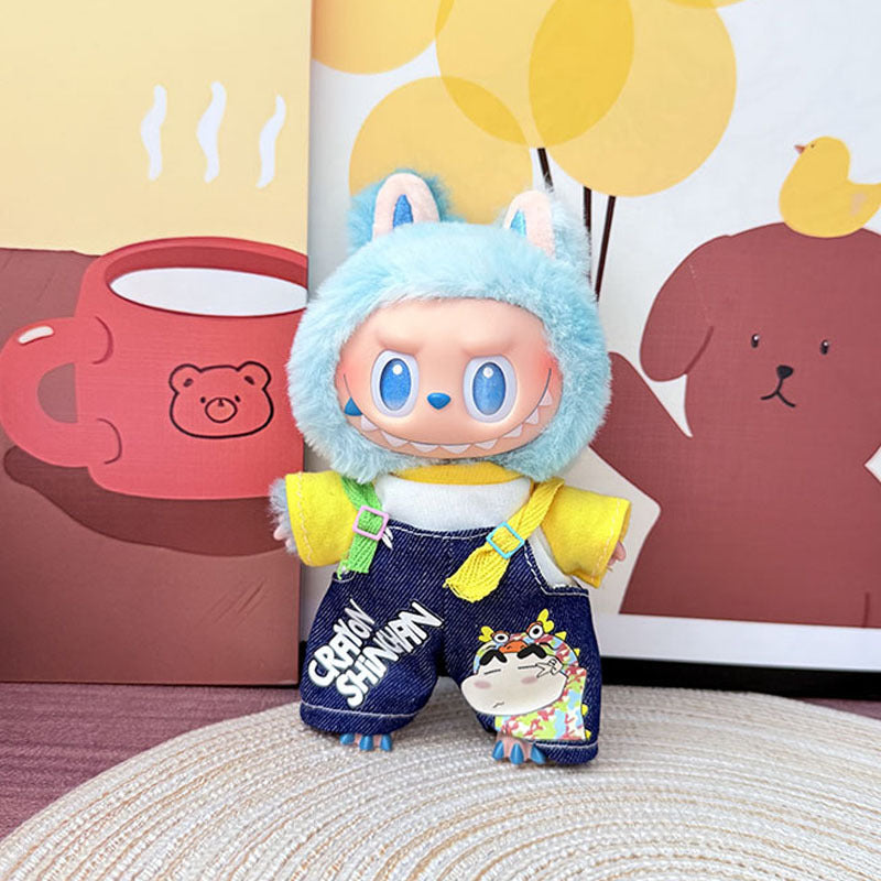 [Clothes only] One, two and three generations Labubu clothes pendant Labubu sitting baby clothes, small new overalls, cute and cute.