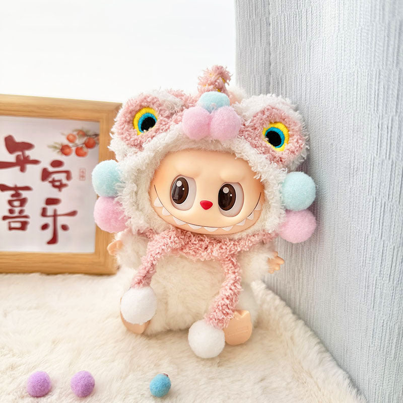 [Clothes only] First and second generation keychain Labubu clothes pendant Labubu New Year's Eve lion baby clothes pink