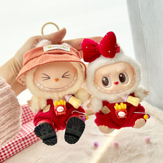 [Clothes only] First and second generation keychain Labubu clothes pendant Labubu New Year's baby clothes bottle overalls pants