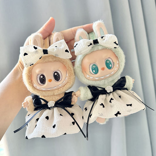 [Clothes only] First and second generation keychain Labubu clothes pendant Labubu pendant camellia strap skirt set