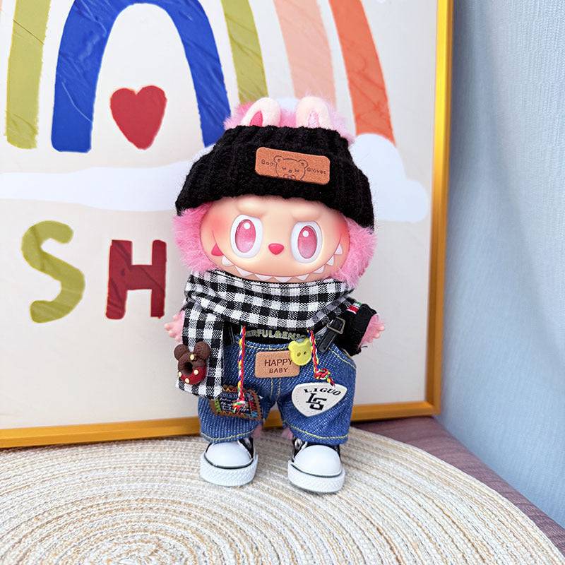 [Clothes only] One, two and three generations of Labubu clothes pendant Labubu cloth for sitting baby clothes happy pizza set