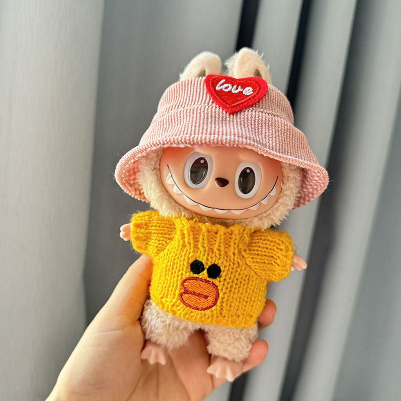 [Clothes only] First and second generation keychain Labubu clothes pendant Labubu sitting party yellow duck love hat