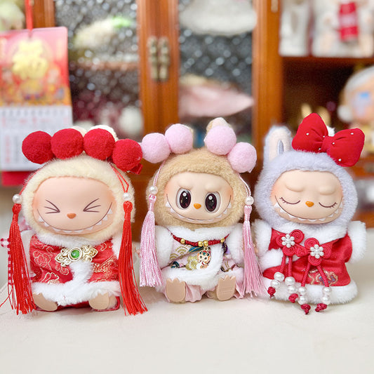 [Clothes only] First and second generation Labubu clothes pendant Labubu sitting party baby clothes pearl disc buckle Tang clothing cute