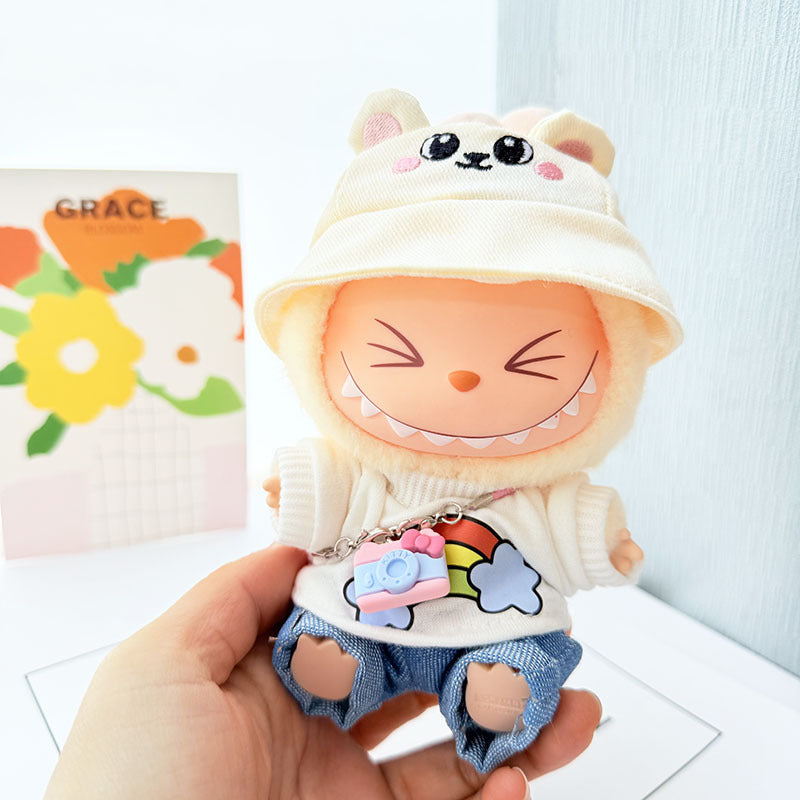 [Clothes only] 17cm Labubuva clothes LABUBU blind box sitting party first, second and third generation rainbow T suit.