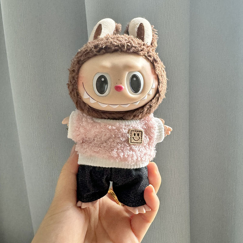 [Clothes only] 17cm pendant, rabub clothes, circle smiley shirt set, keychain labubu doll clothes.