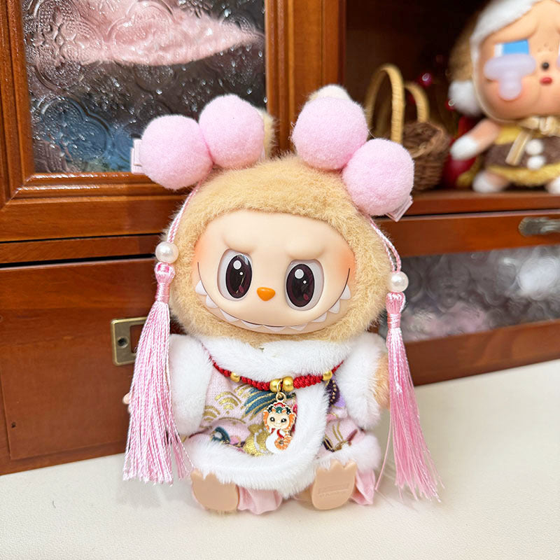 [Clothes only] First and second generation Labubu clothes pendant Labubu sitting party baby clothes pearl disc buckle Tang clothing cute