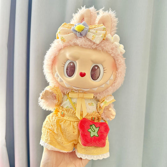 38Cm Labubu Plush Doll Dress for Labubu Doll MOKOKO Sweetheart 2024 Yellow Summer Belle