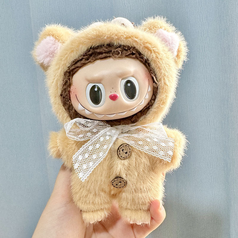 [Clothes only] 17cm Rab cloth with pendant labubu keychain baby clothes men fried street sweater trendy brand