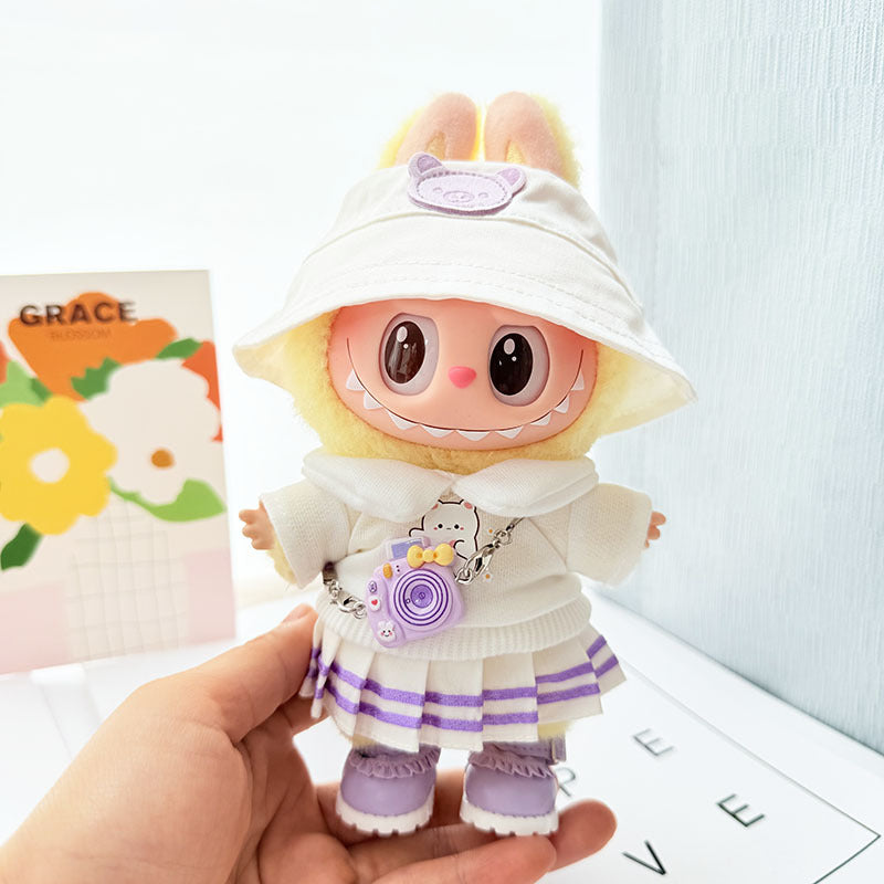 [Clothes only] 17cm Labubuva clothes LABUBU blind box sitting party first, second and third generation rainbow T suit.