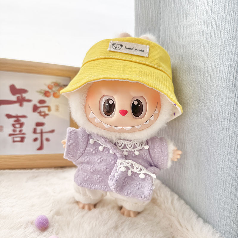 [Clothes only] First and second-generation Labubu clothes pendant Labubu sitting party baby clothes four-petal flower wool hat