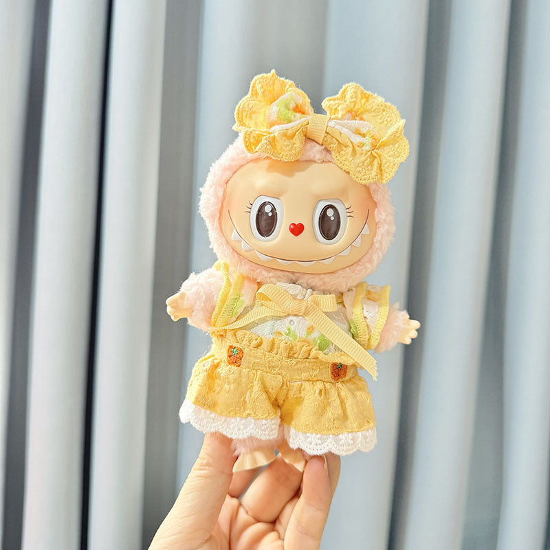 [Clothes only] First and second generation keychain Labubu clothes pendant Labubu baby clothes 2024 cloth yellow jumpsuit