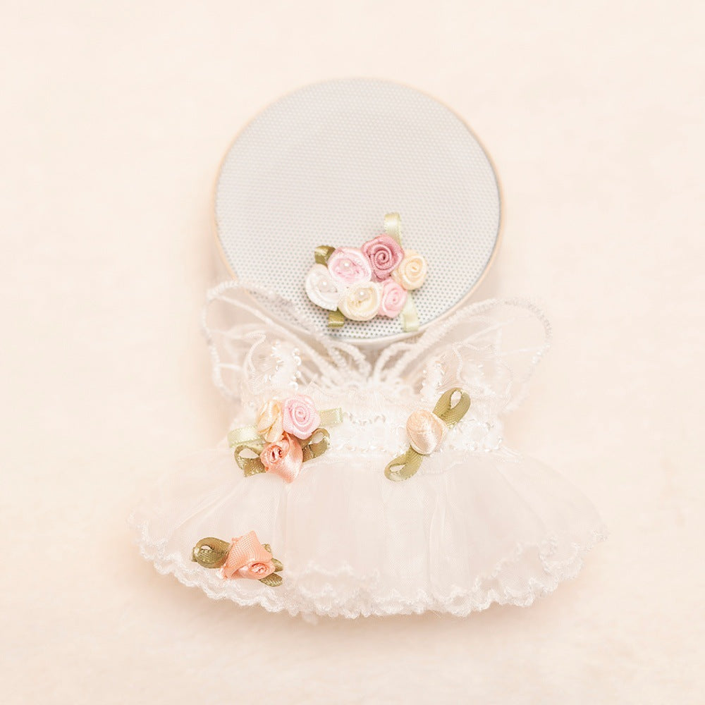 [Clothes only] 17cm pendant, rabub clothes, butterfly wedding dress set, keychain, labubu doll clothes, cute.