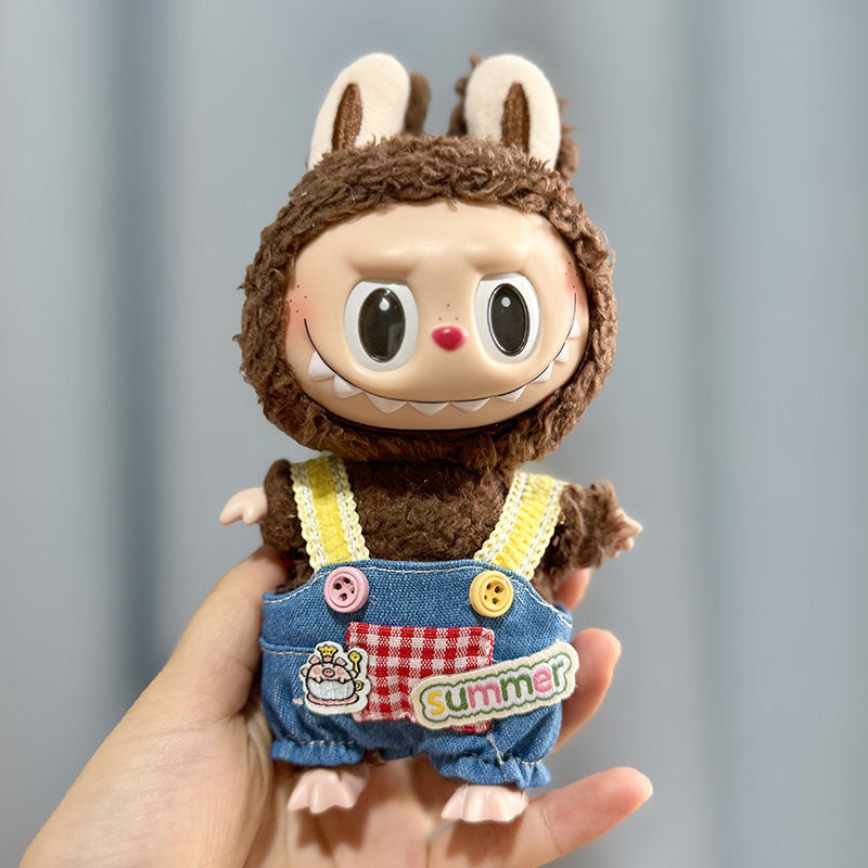 [Clothes only] 17cm rabub wearing pendant labubu doll keychain baby clothes overalls dress cute