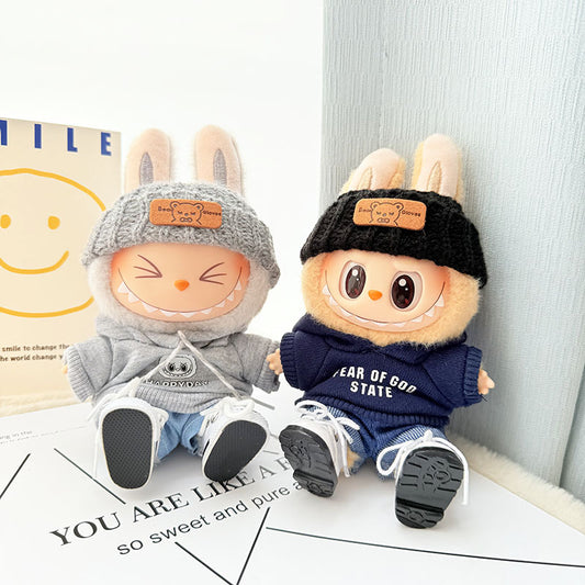 [Clothes only] First and second generation keychain Labubu clothes pendant Labubu baby clothes hooded sweater hat set