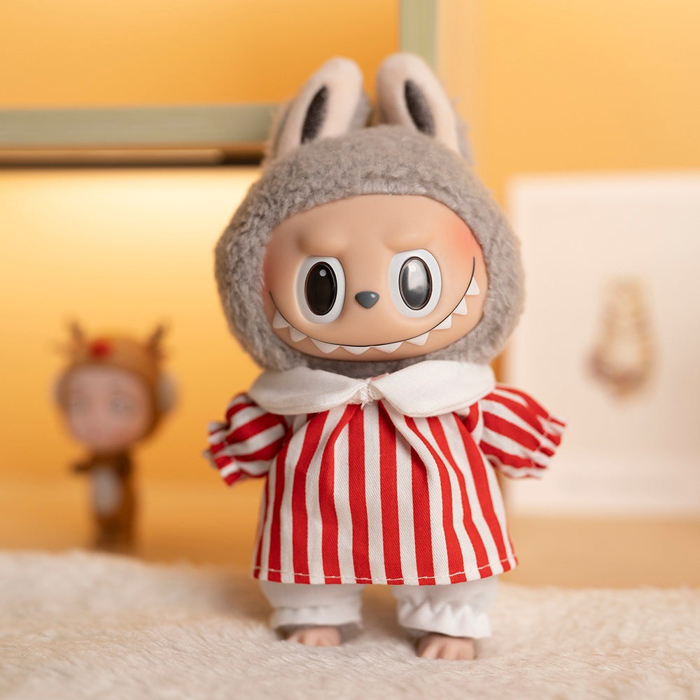 [Clothes only] 17cm pendant Labubu clothes Kindergarten two-piece keychain labubu doll clothes cute