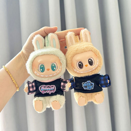 [Clothes only] First and second generation keychain Labubu clothes pendant Labubu baby clothes plaid hanging sleeve shirt creative cute