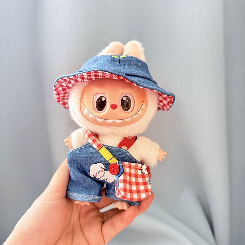 [Clothes only] One, two and three generations of keychains Labubu clothes pendant Labubu baby clothes denim cute dog overalls cute