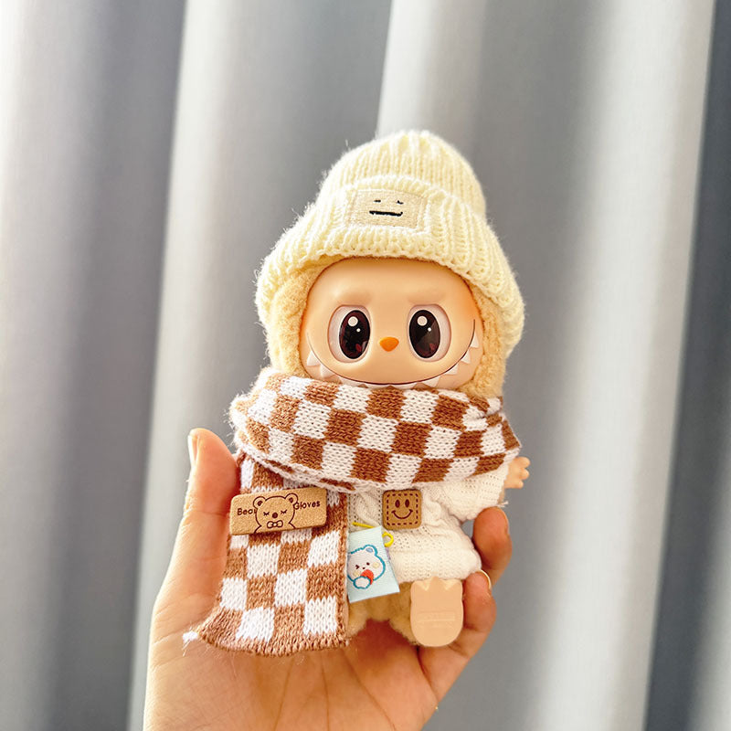 [Clothes only] First and second generation keychain Labubu clothes pendant Rabub sitting blue hat sweater knitted sweater