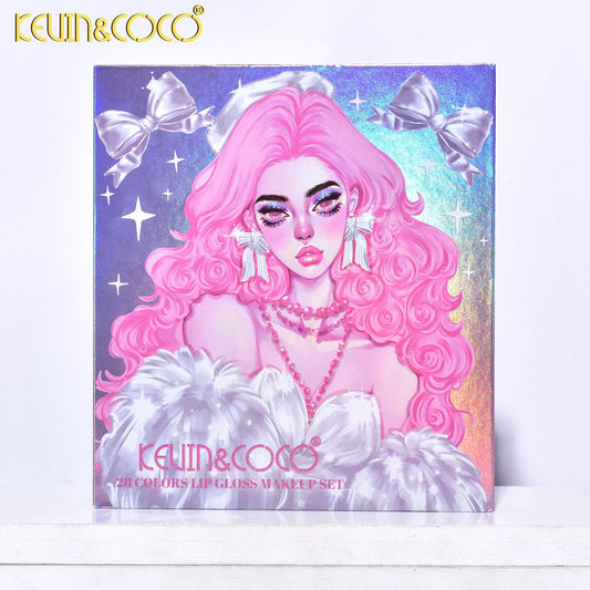 KEVIN & COCO Valentine's Day series bright lip gloss 28 pcs lipstick moisturizing, non-drying